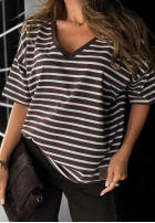 T-Shirt oversize w paski Cascade Schokoladenbraun