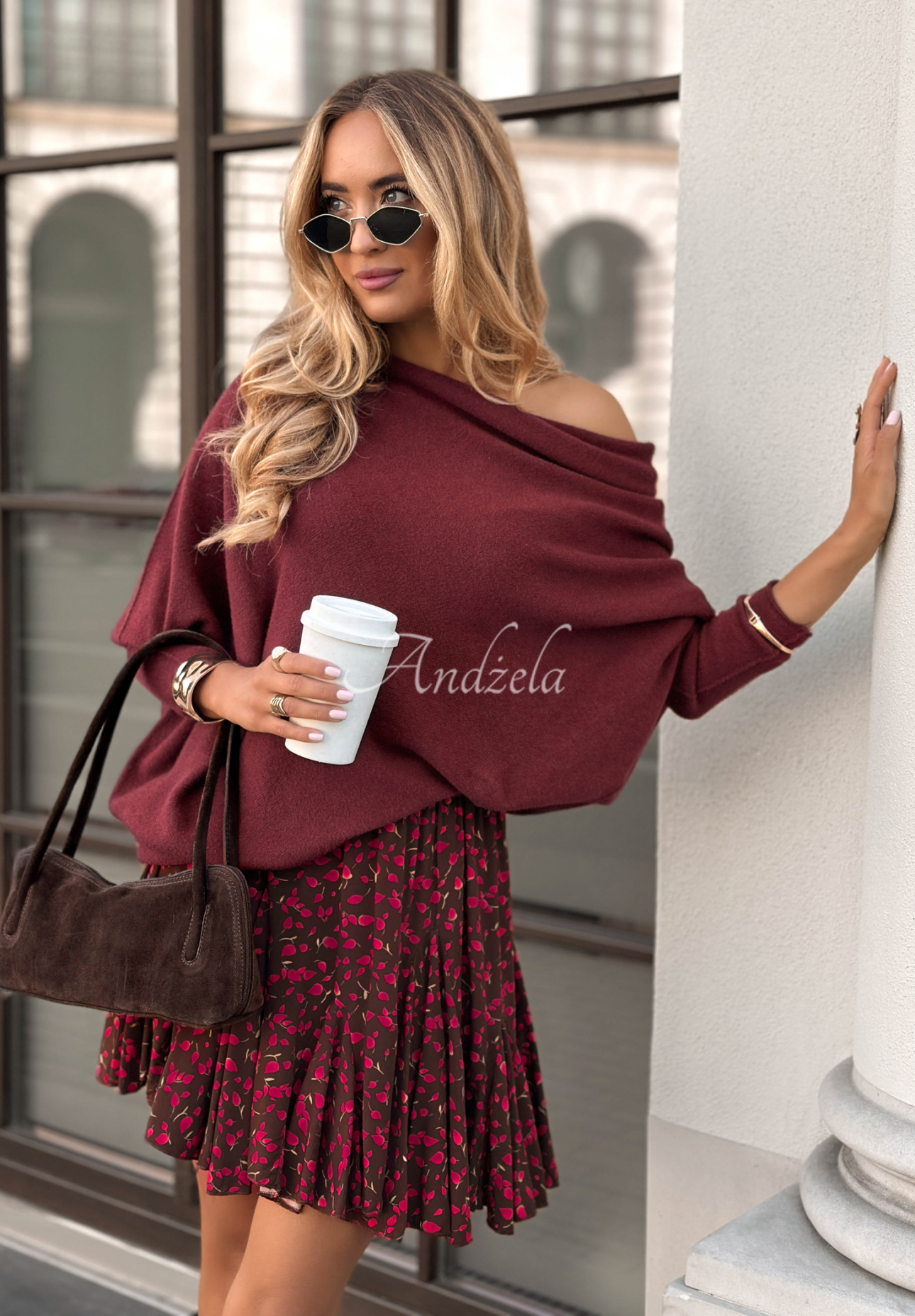 Oversize Pullover Found Each Other Burgunderrot
