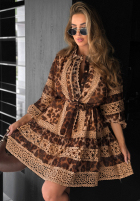 Kleid w panterkę z koronką Next Please Beige