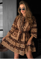 Kleid w panterkę z koronką Next Please Beige