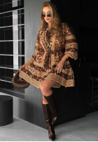 Kleid w panterkę z koronką Next Please Beige