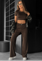 Sweat Set T-Shirt i Hose wide leg Unsent Message Schokoladenbraun