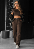 Sweat Set T-Shirt i Hose wide leg Unsent Message Schokoladenbraun