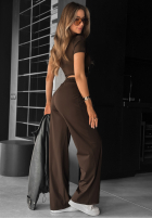 Sweat Set T-Shirt i Hose wide leg Unsent Message Schokoladenbraun