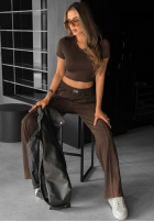 Sweat Set T-Shirt i Hose wide leg Unsent Message Schokoladenbraun
