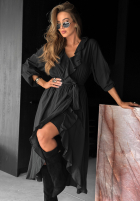 Kleid midi z falbanką Waiting Again Schwarz