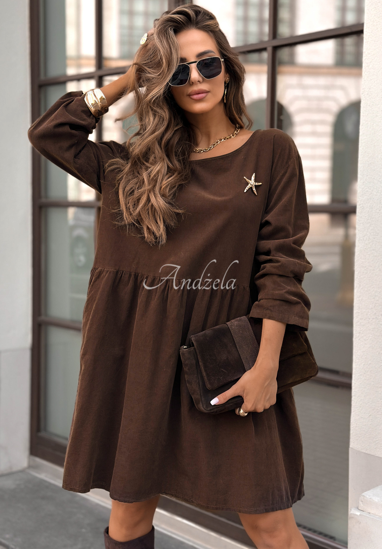 Minikleid aus Cord I Meant That Schokoladenbraun
