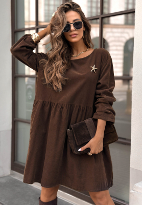 Minikleid aus Cord I Meant That Schokoladenbraun