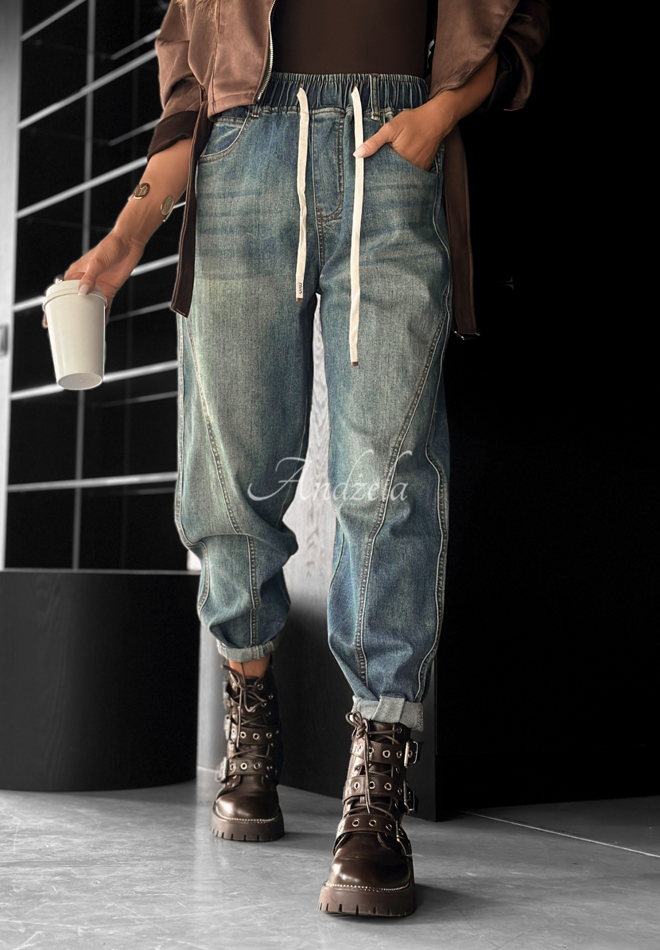 Baggy-Jeans mit Kordelzug That’s Not Me Blau