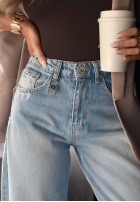 Hose Jeans wide leg z przetarciami No One Asked Blau