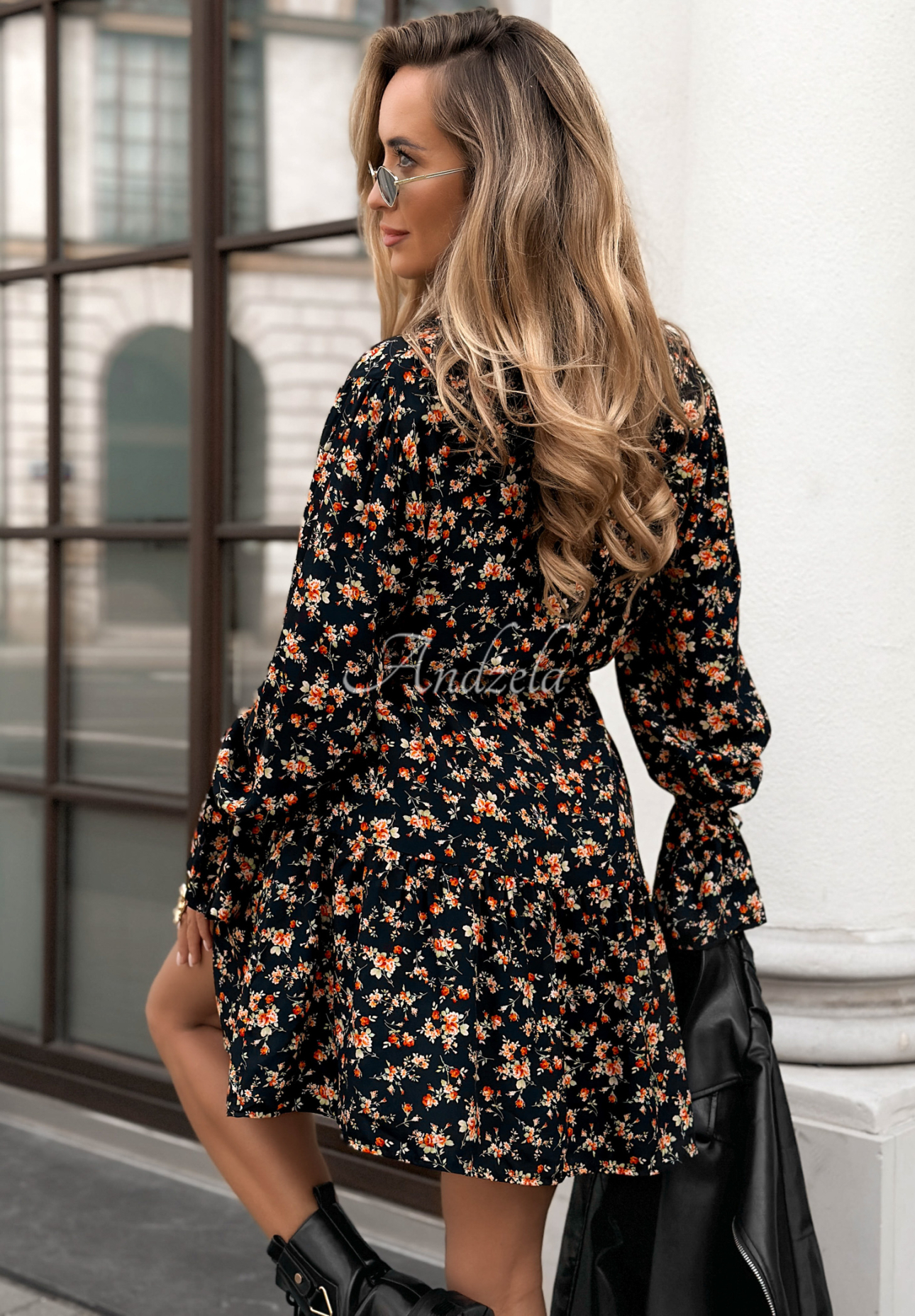 Kleid aus Viskose mit Blumenmuster See You Later Schwarz