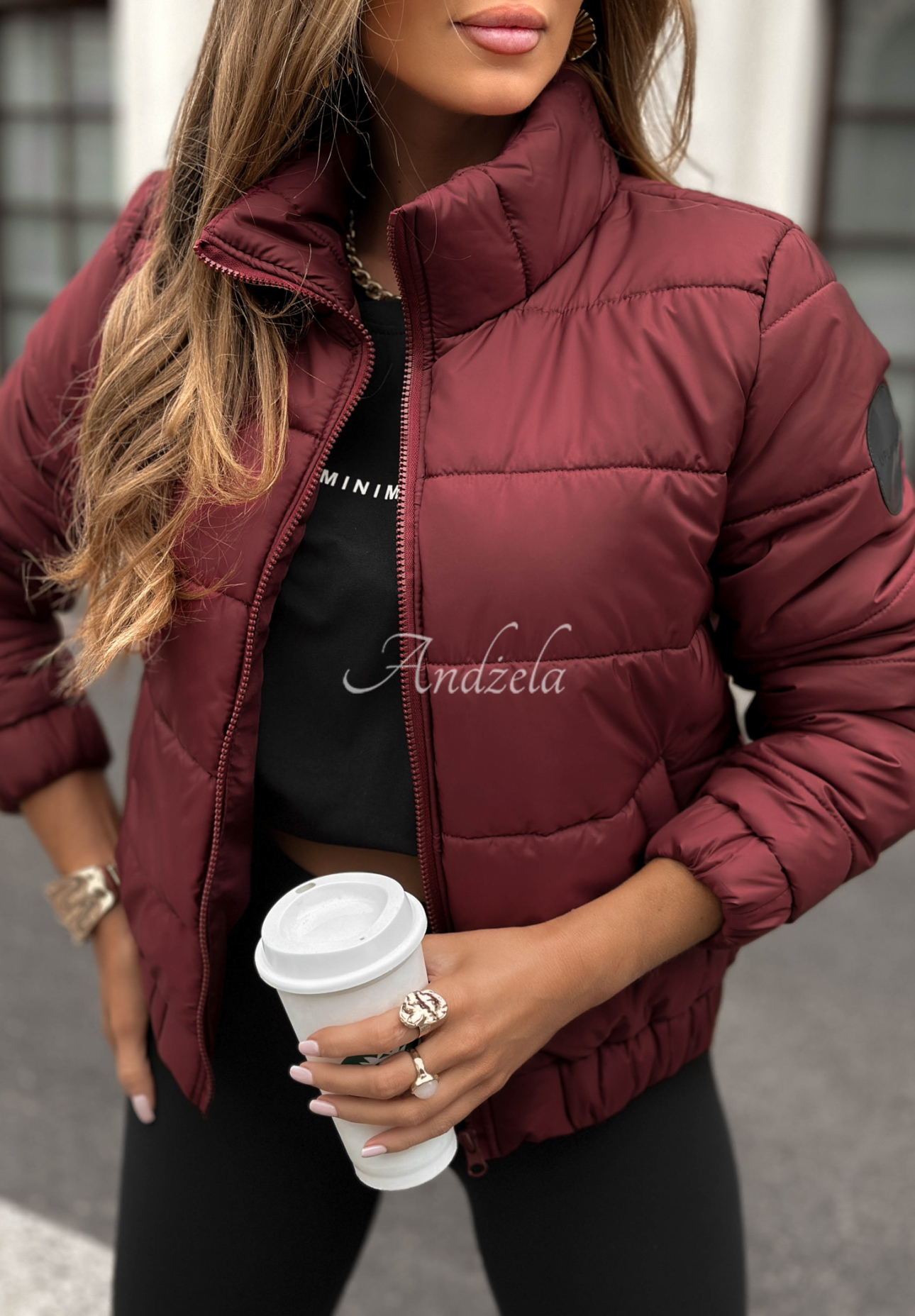 Broken Silence burgundy quilted jacket