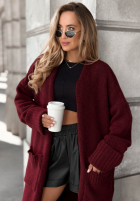 Lange oversized Strickjacke mit Taschen Marbelio Burgunderrot