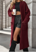 Lange oversized Strickjacke mit Taschen Marbelio Burgunderrot
