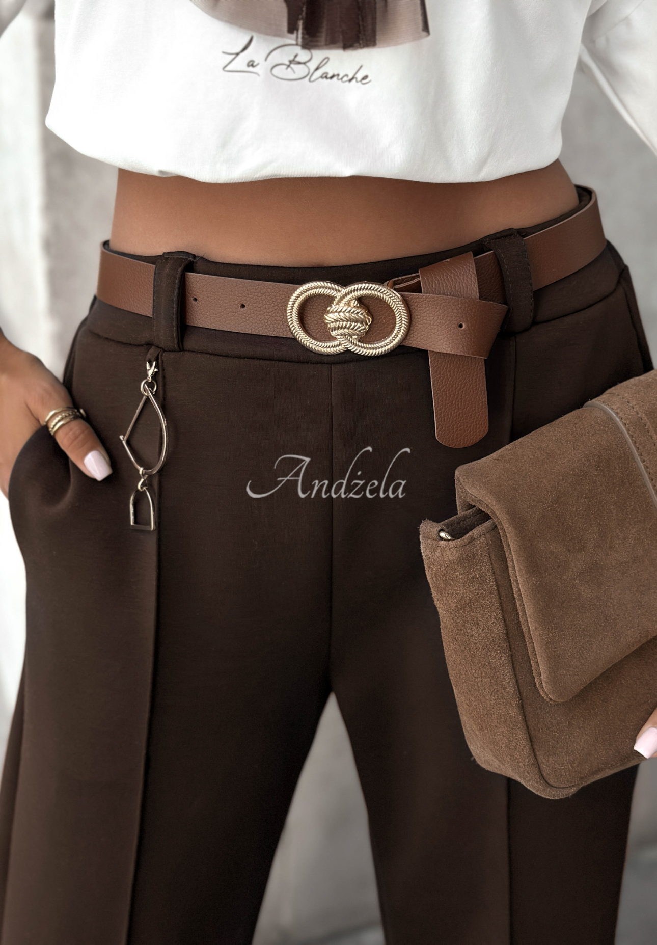 Stoffhose mit Gürtel Full Battery Schokoladenbraun