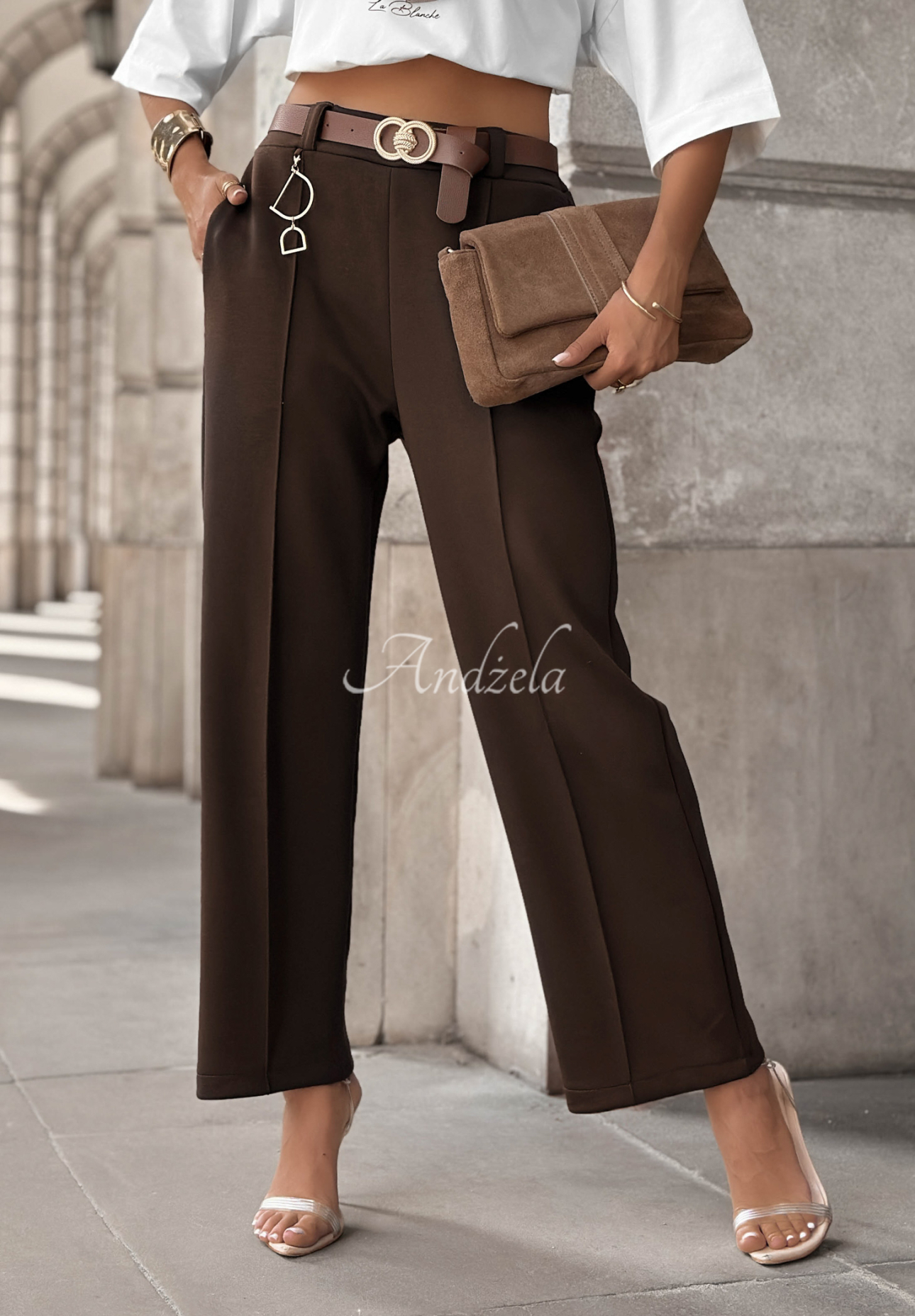 Stoffhose mit Gürtel Full Battery Schokoladenbraun
