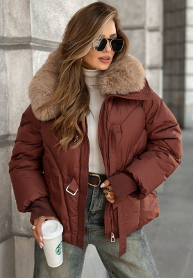 Steppjacke mit Fell Missed Call Burgunderrot