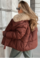 Pikowana Jacke z futerkiem Missed Call Burgunderrot
