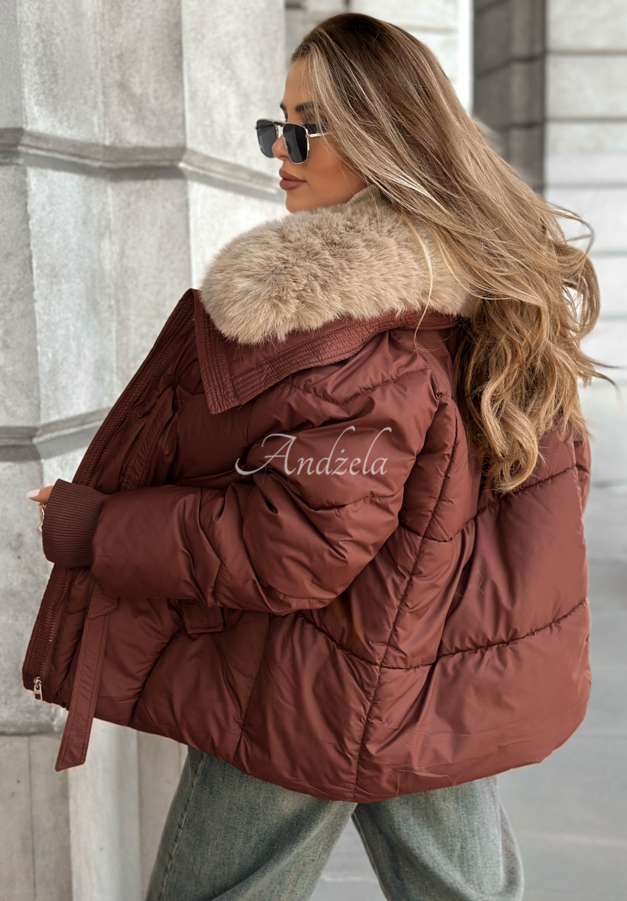 Steppjacke mit Fell Missed Call Burgunderrot