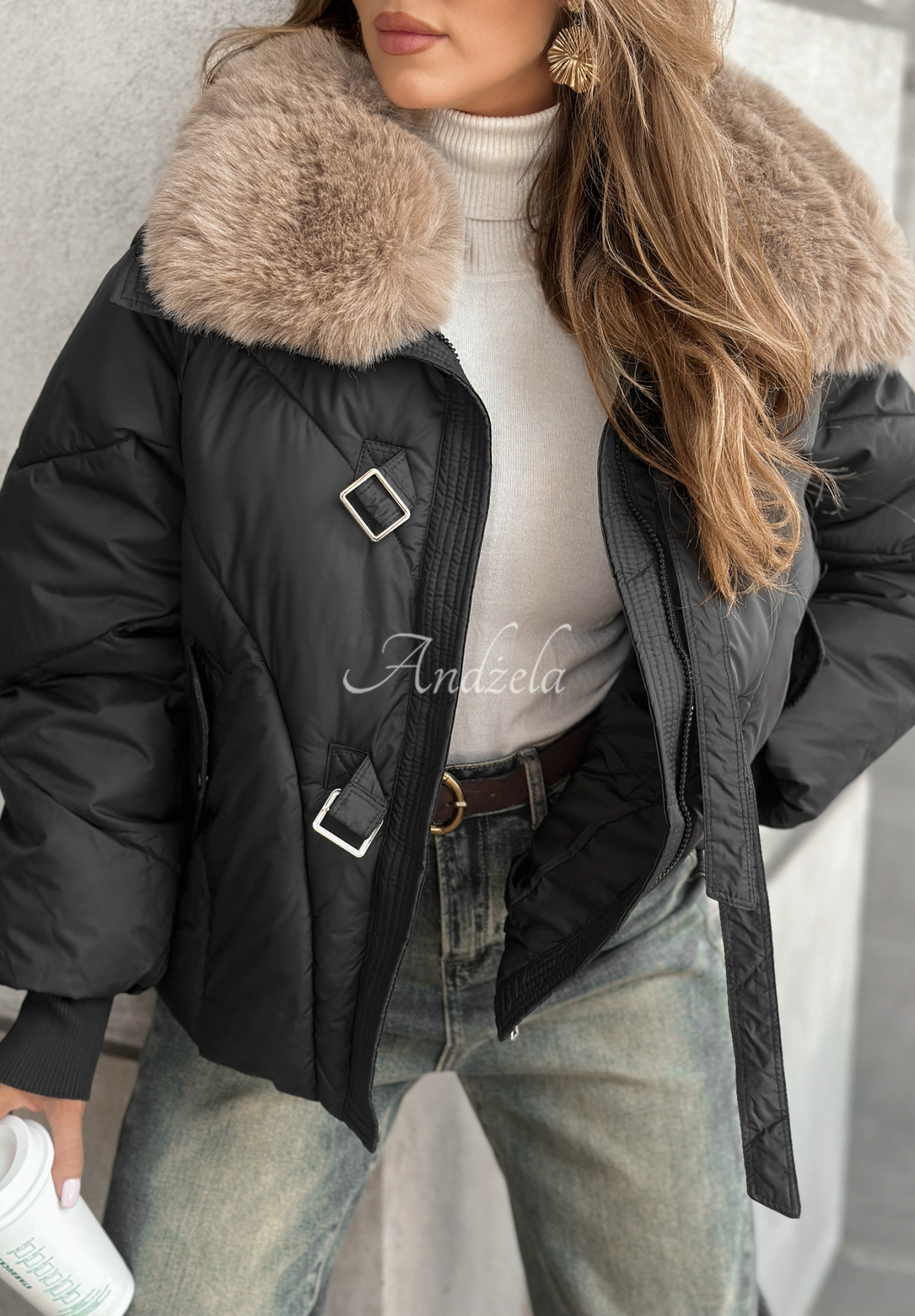 Steppjacke mit Fell Missed Call Schwarz