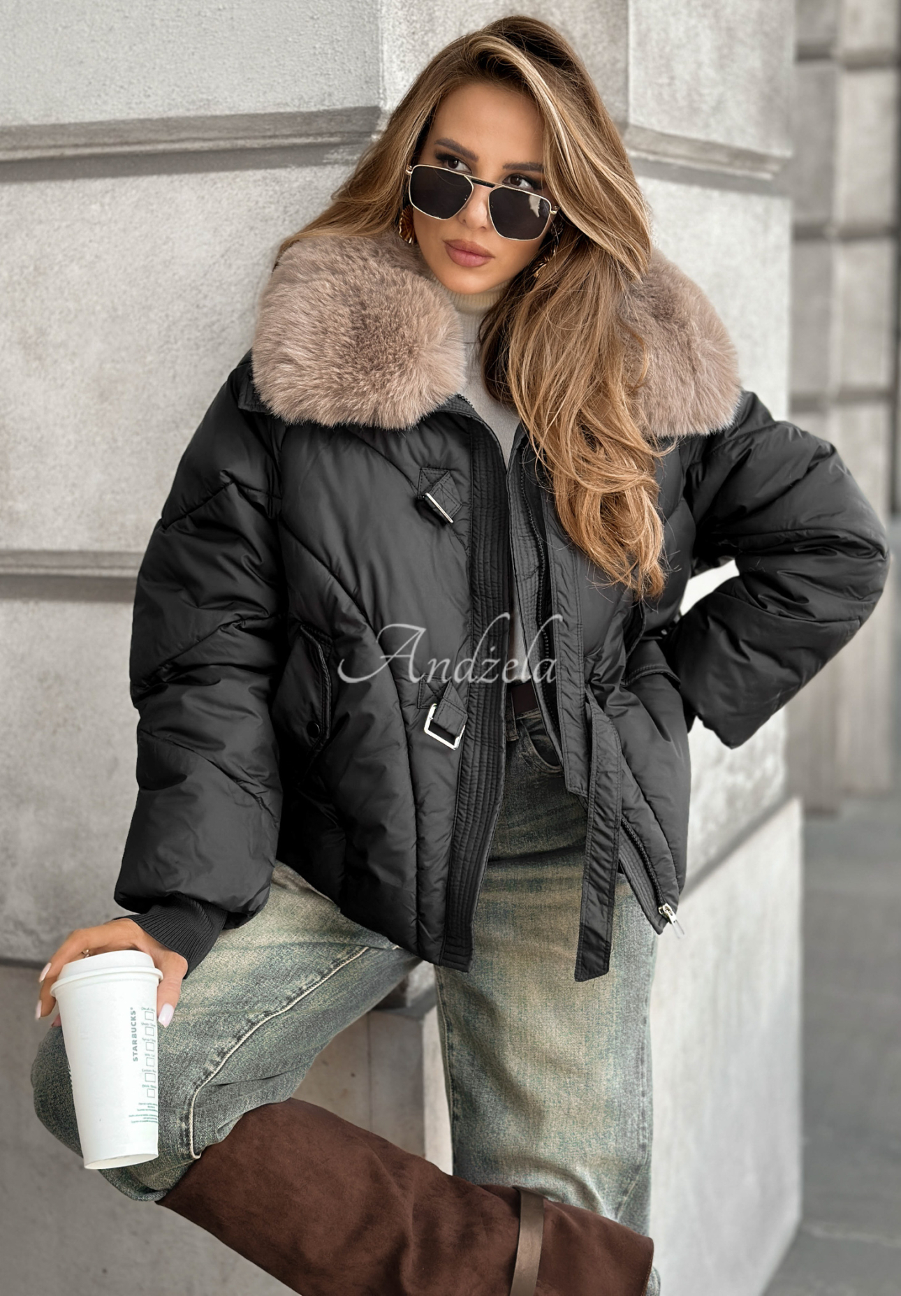 Steppjacke mit Fell Missed Call Schwarz