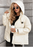 Puchowa Jacke z kapturem Aurora Skies Ecru