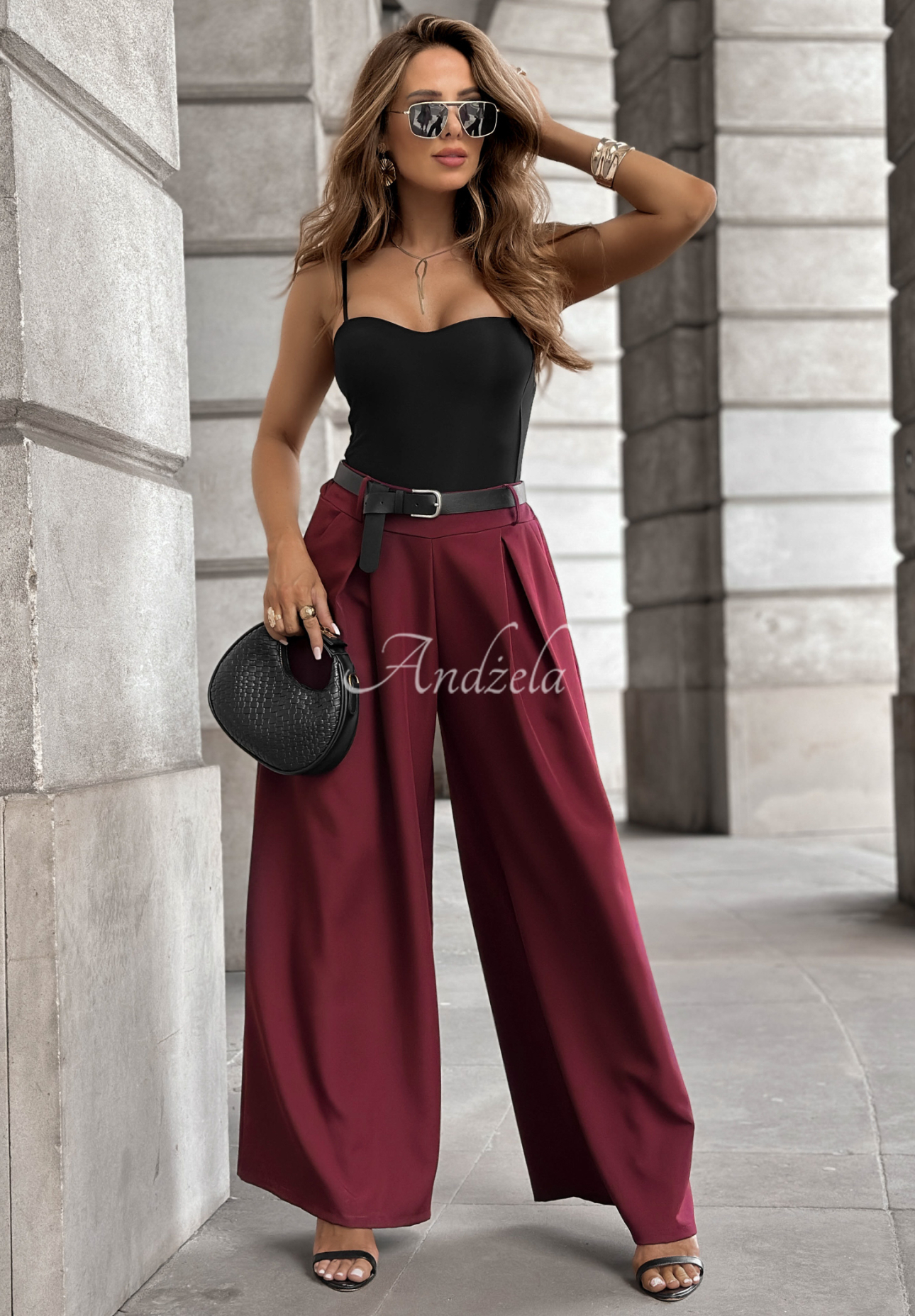 Stoffhose wide leg Take A Breath Burgund