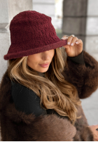 Kapelusz z kożuszkiem bucket hat Tell Me Again burgundowy