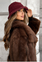 Kapelusz z kożuszkiem bucket hat Tell Me Again burgundowy