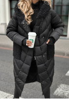Długa pikowana Jacke z kożuszkiem Long Cold Winter Schwarz