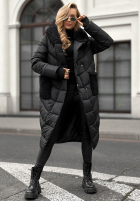 Długa pikowana Jacke z kożuszkiem Long Cold Winter Schwarz