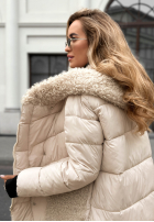 Długa pikowana Jacke z kożuszkiem Long, Cold Winter Beige