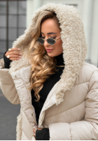Długa pikowana Jacke z kożuszkiem Long, Cold Winter Beige
