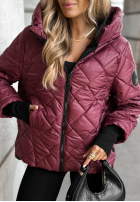 Pikowana Jacke z kapturem Just The Wind Burgunderrot