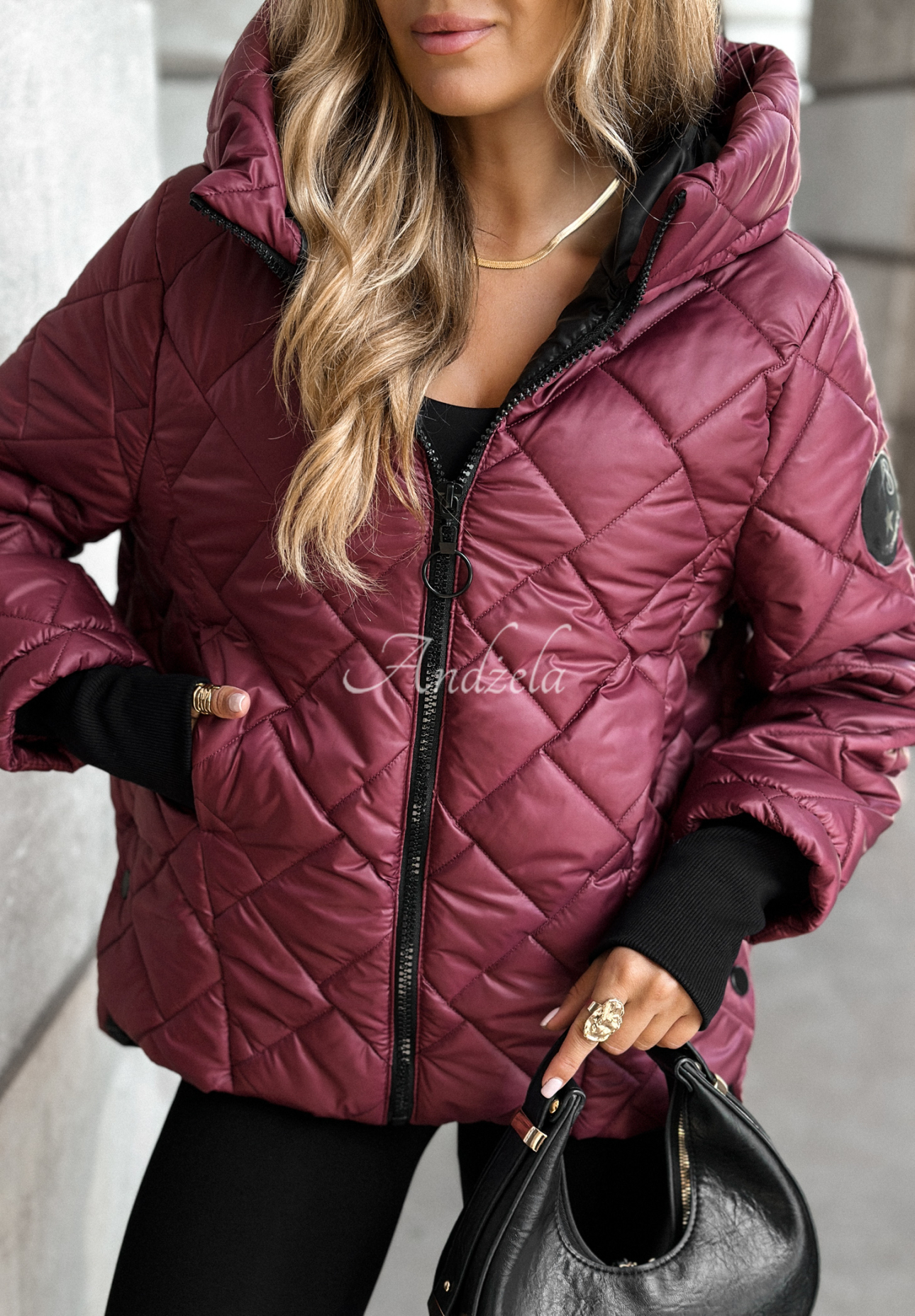 Steppjacke mit Kapuze Just The Wind Burgunderrot