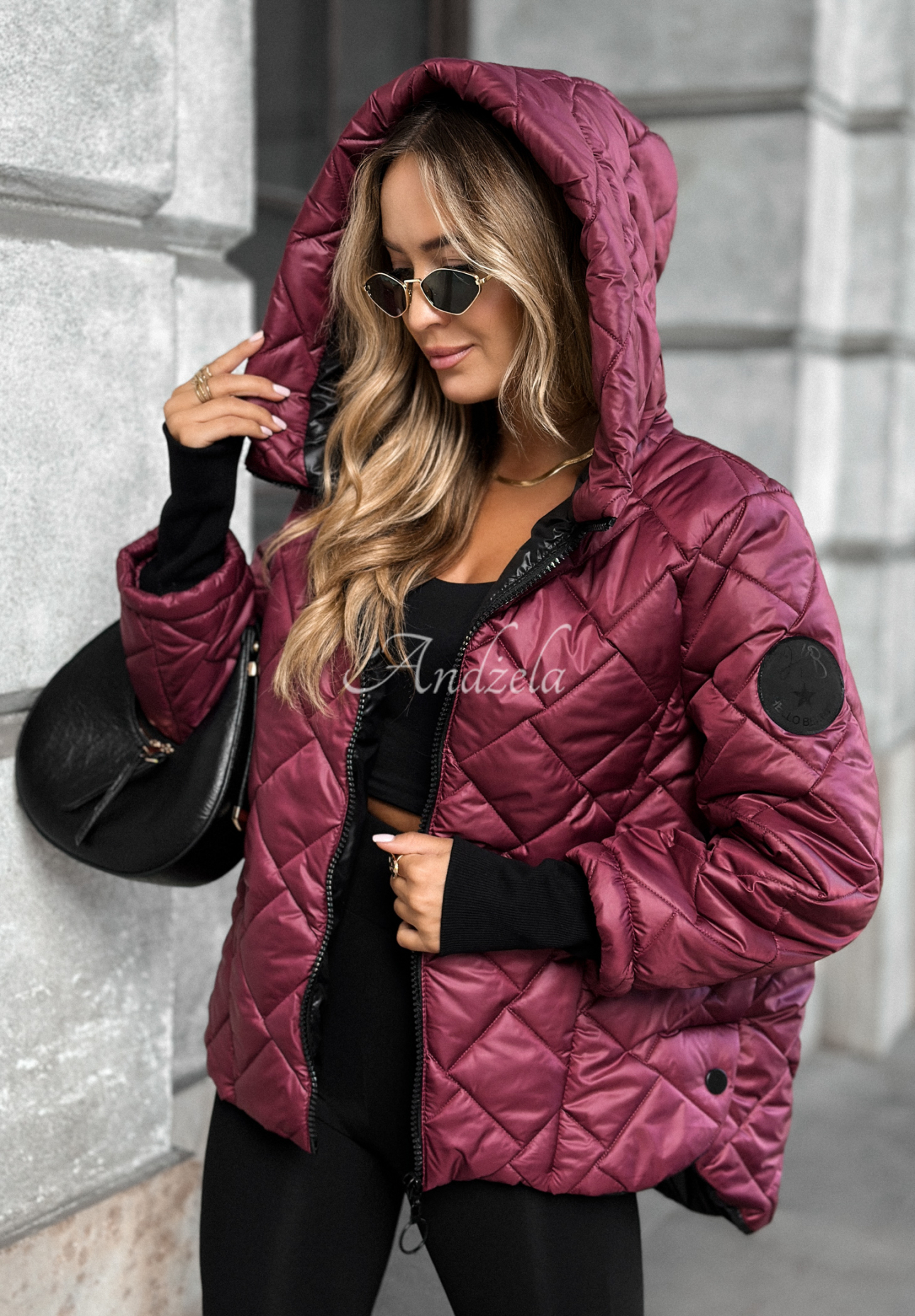 Steppjacke mit Kapuze Just The Wind Burgunderrot