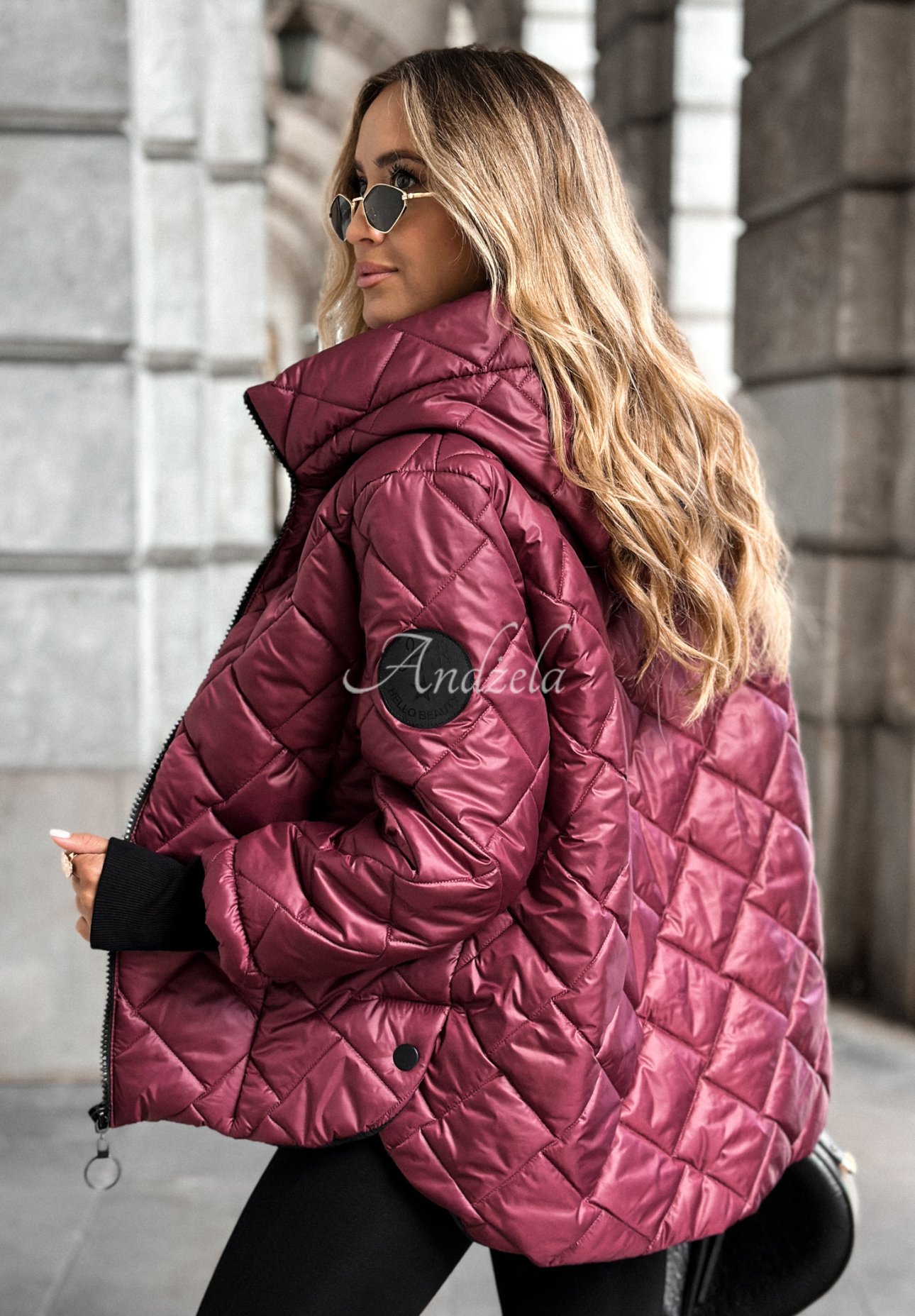 Steppjacke mit Kapuze Just The Wind Burgunderrot