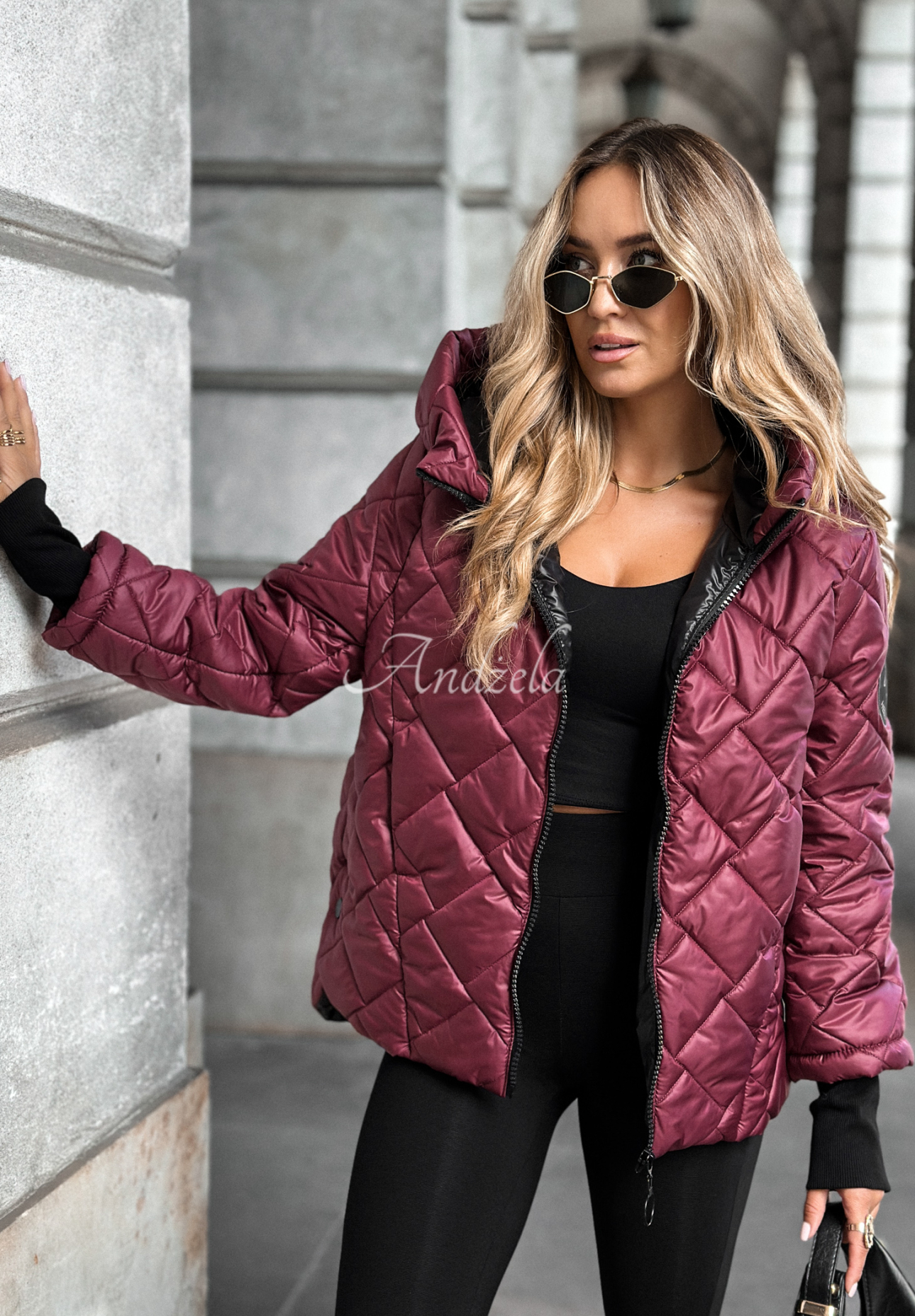 Steppjacke mit Kapuze Just The Wind Burgunderrot
