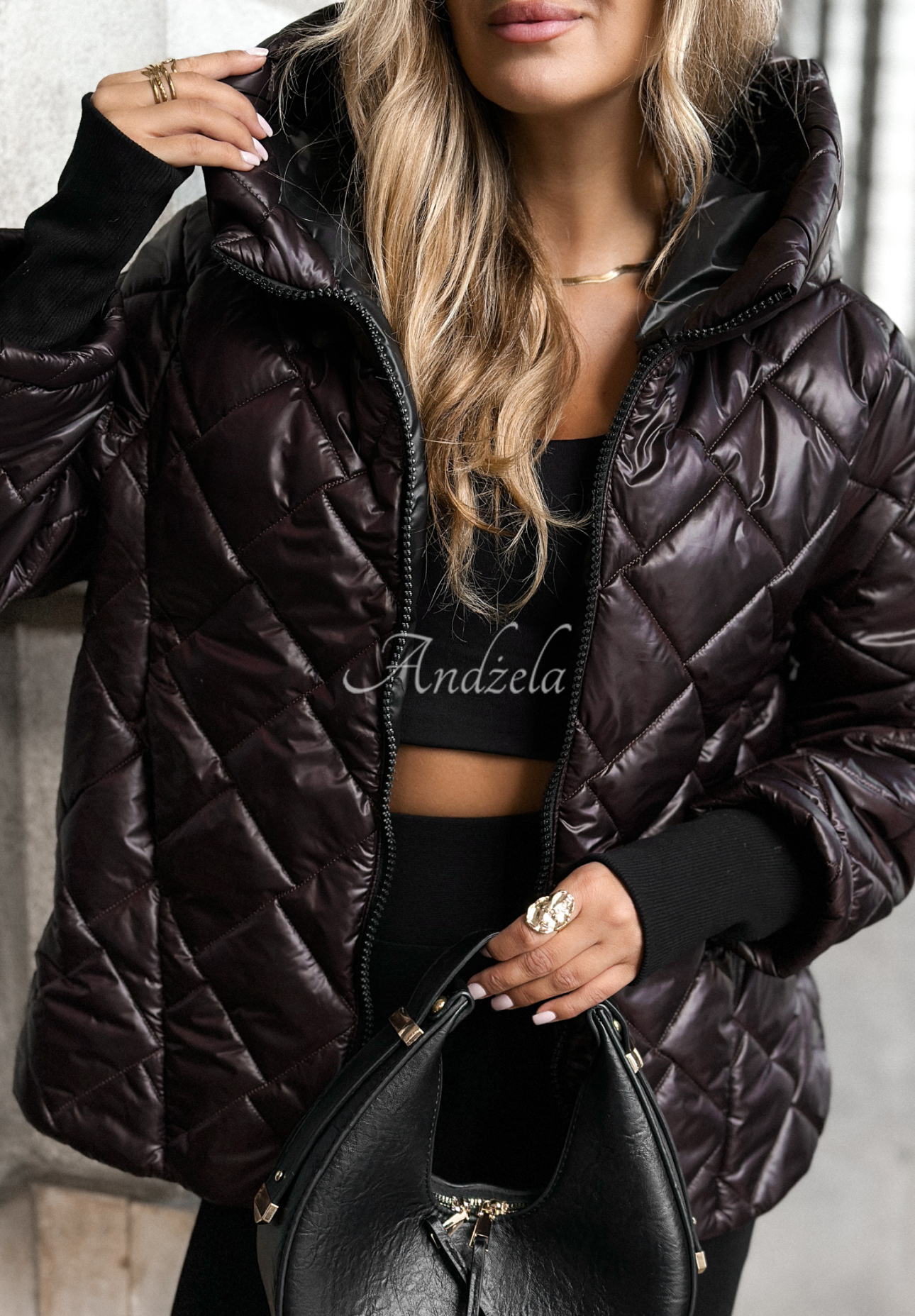 Steppjacke mit Kapuze Just The Wind Schokoladenbraun