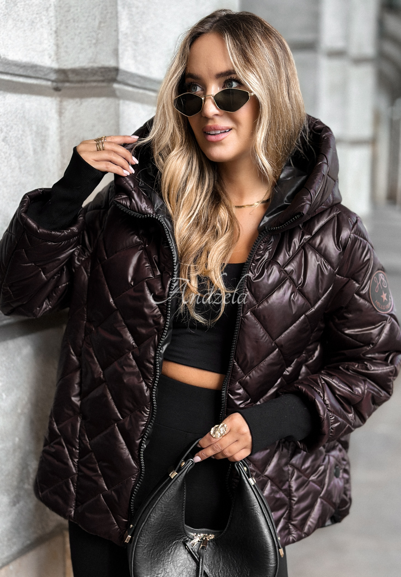 Steppjacke mit Kapuze Just The Wind Schokoladenbraun