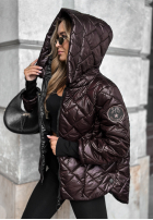 Pikowana Jacke z kapturem Just The Wind Schokoladenbraun
