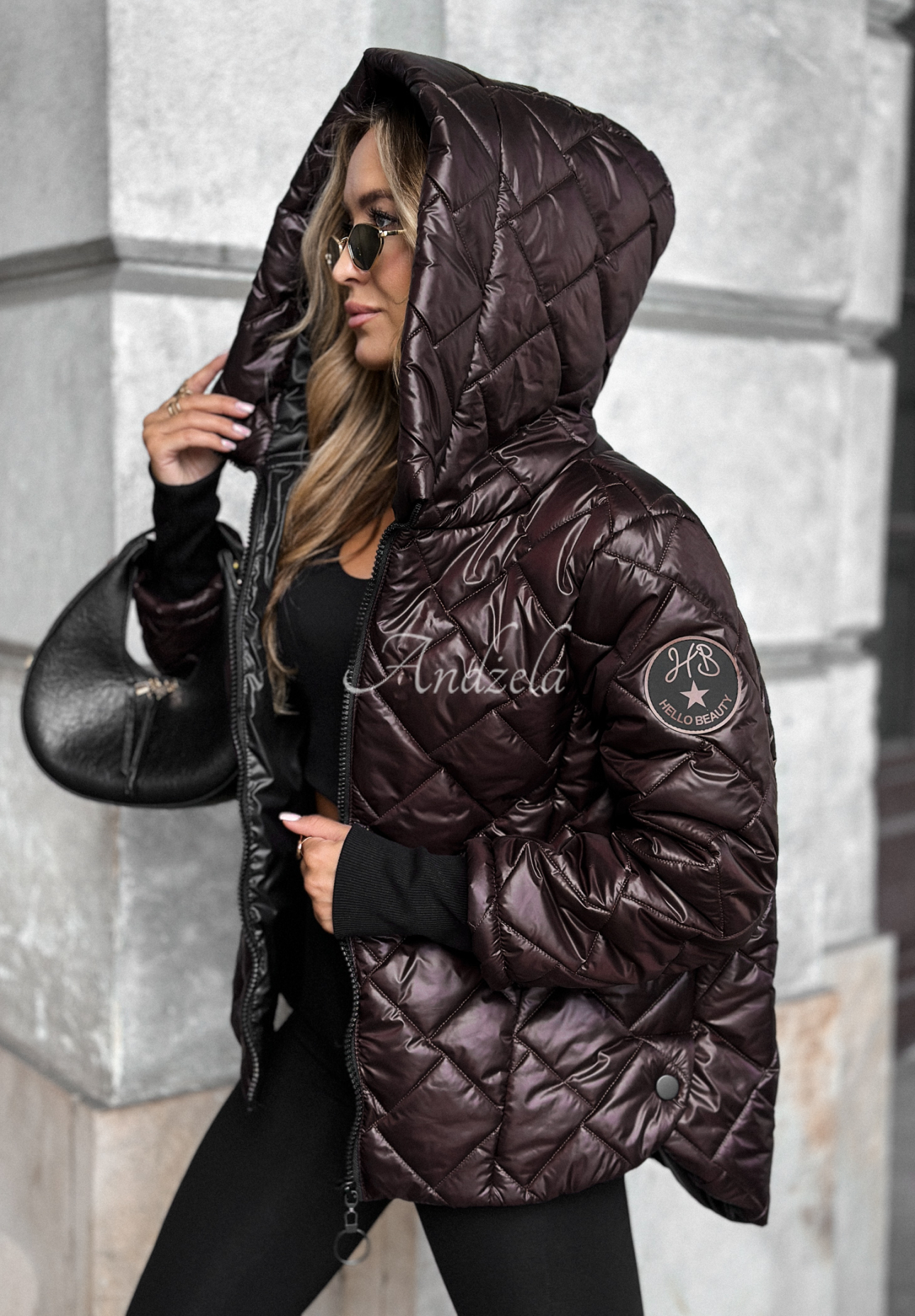 Steppjacke mit Kapuze Just The Wind Schokoladenbraun