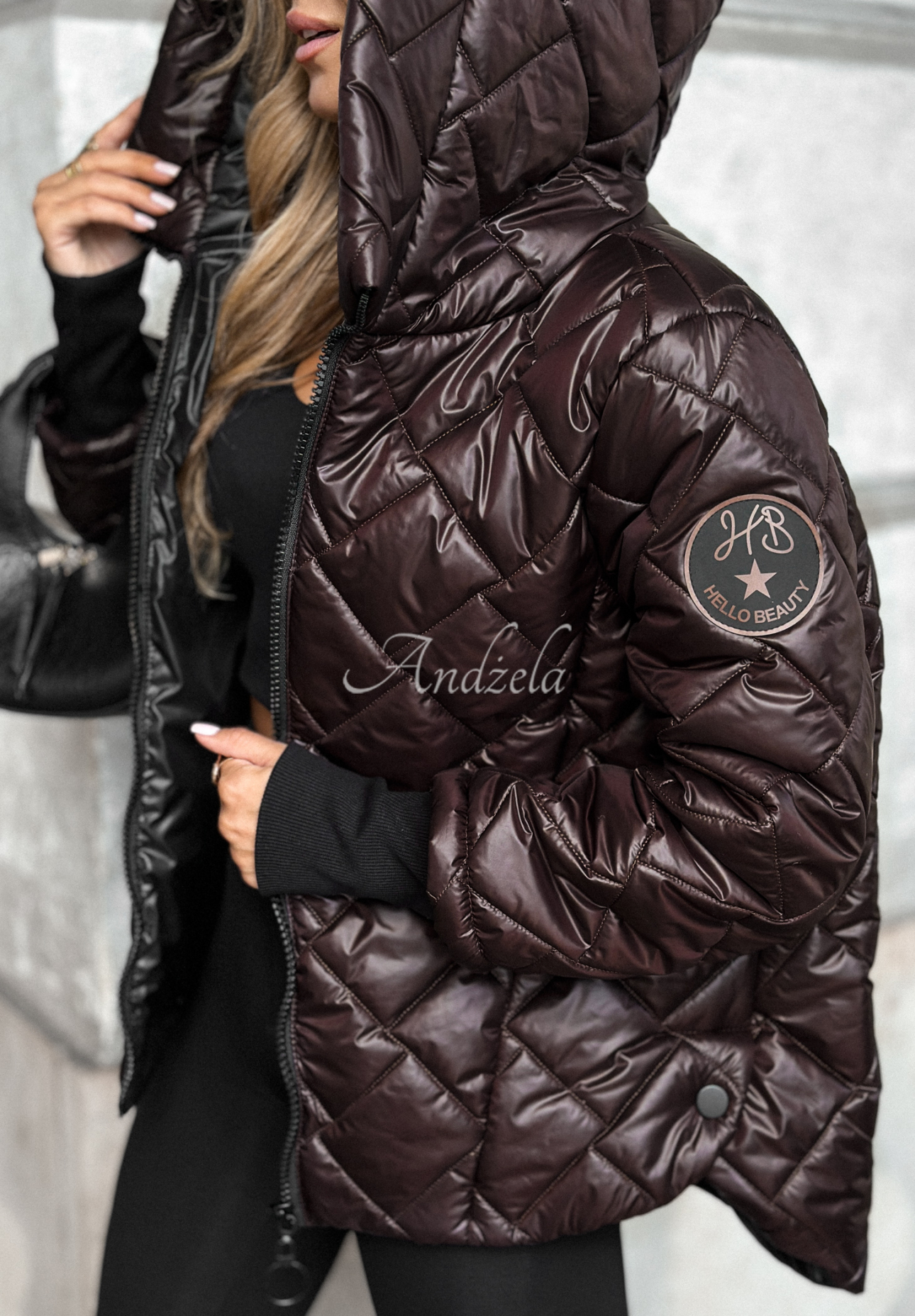 Steppjacke mit Kapuze Just The Wind Schokoladenbraun