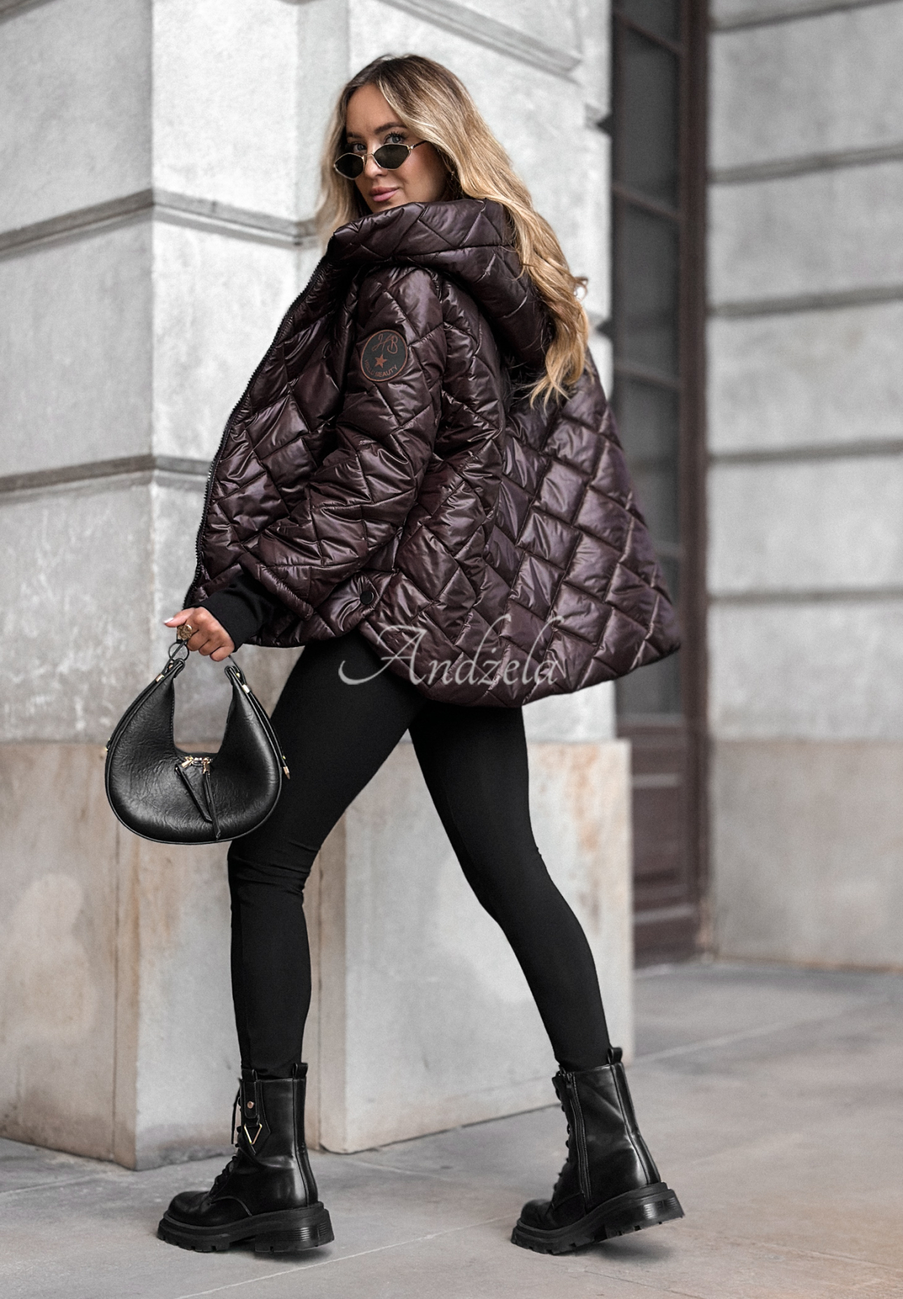 Steppjacke mit Kapuze Just The Wind Schokoladenbraun