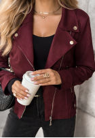Zamszowa Jacke Bikerjacke Savage Burgunderrot