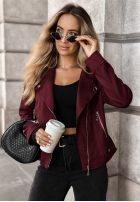 Zamszowa Jacke Bikerjacke Savage Burgunderrot