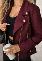 Zamszowa Jacke Bikerjacke Savage Burgunderrot