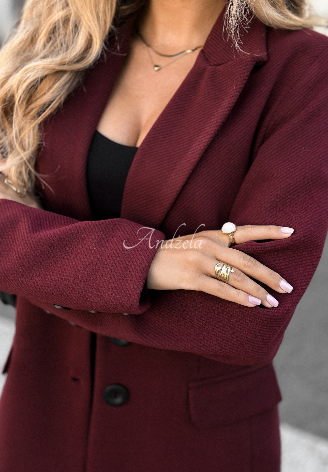 Long wool coat Next Chapter burgundy