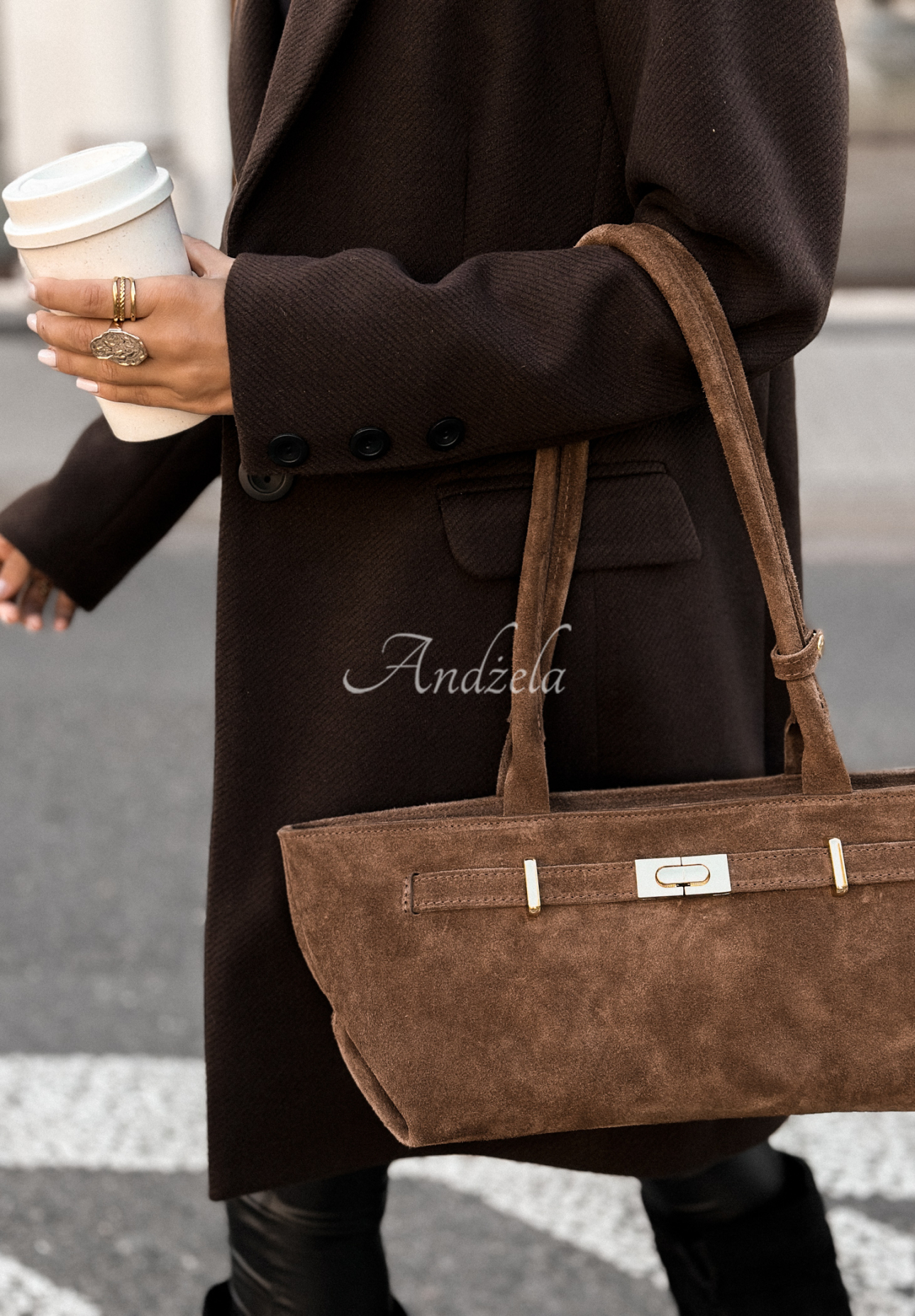 Wildlederhandtasche That Thought Beige