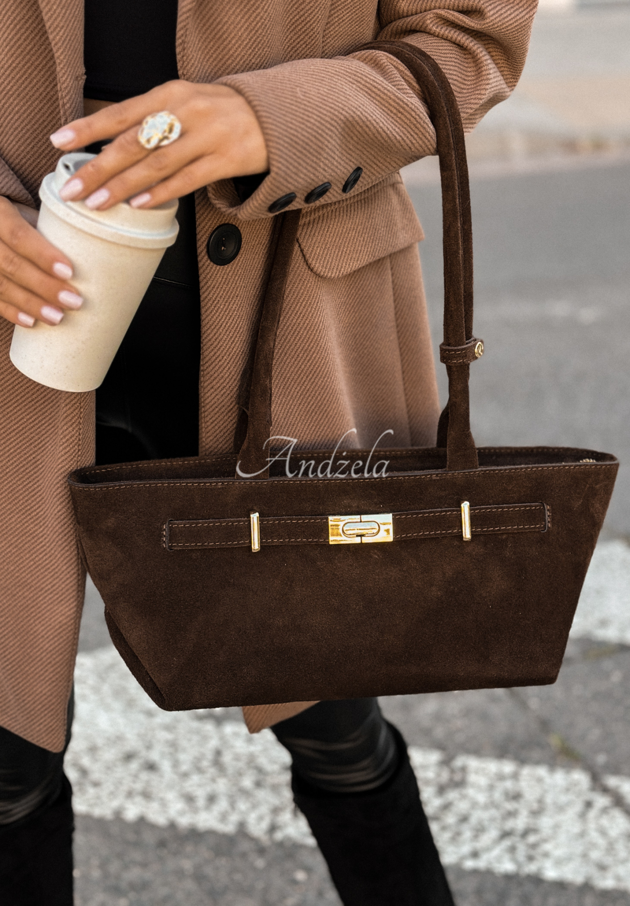 Wildlederhandtasche That Thought Schokoladenbraun
